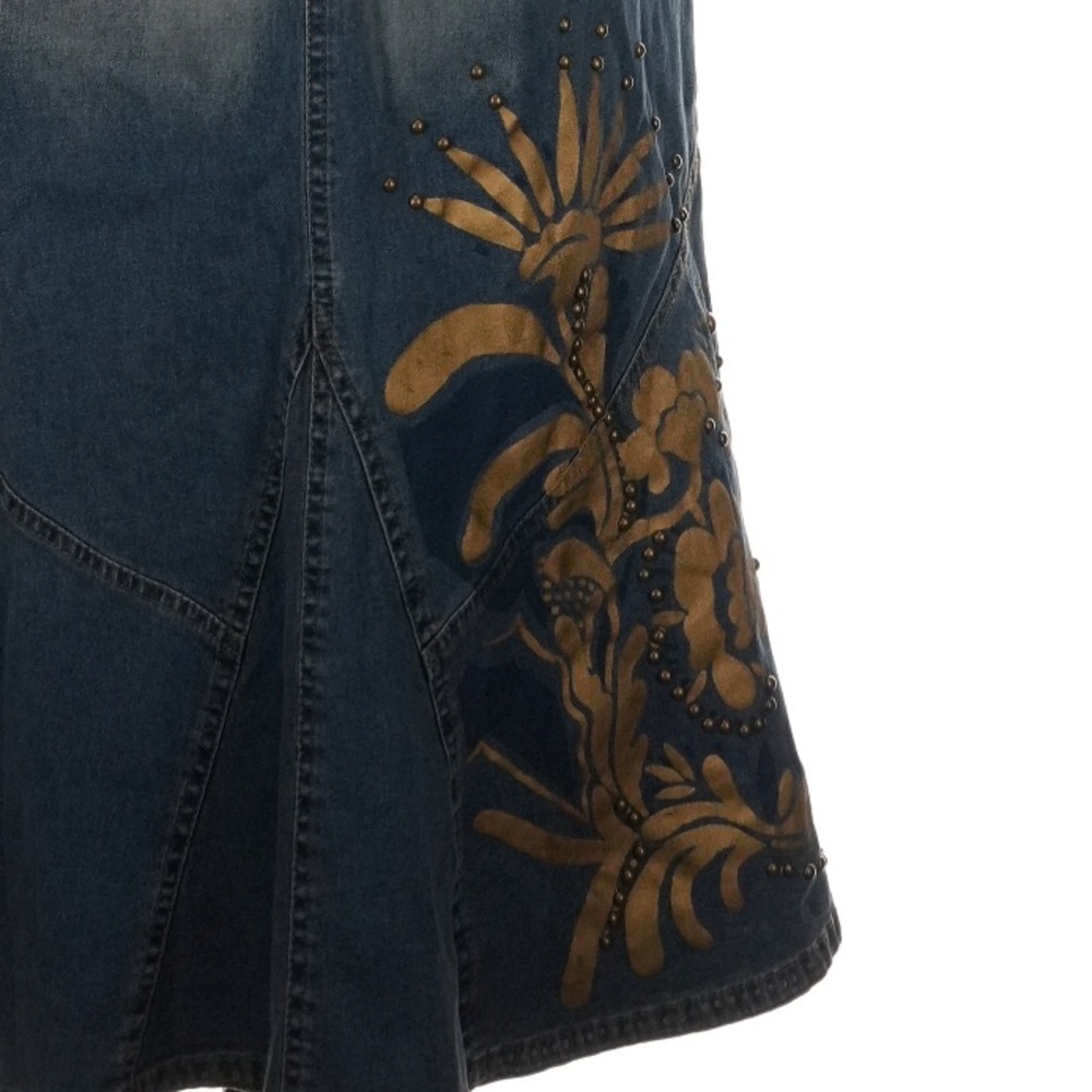 VTG Double D Ranch Blue Denim Embroidered Studded Skirt SZE2 Western Yellowstone - Picture 8 of 8